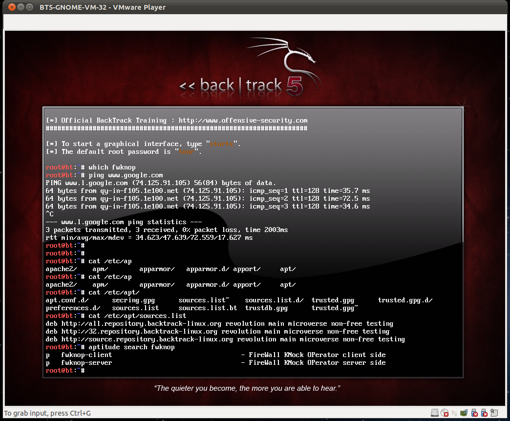 fwknop in BackTrack 5 fwknop in BackTrack 5